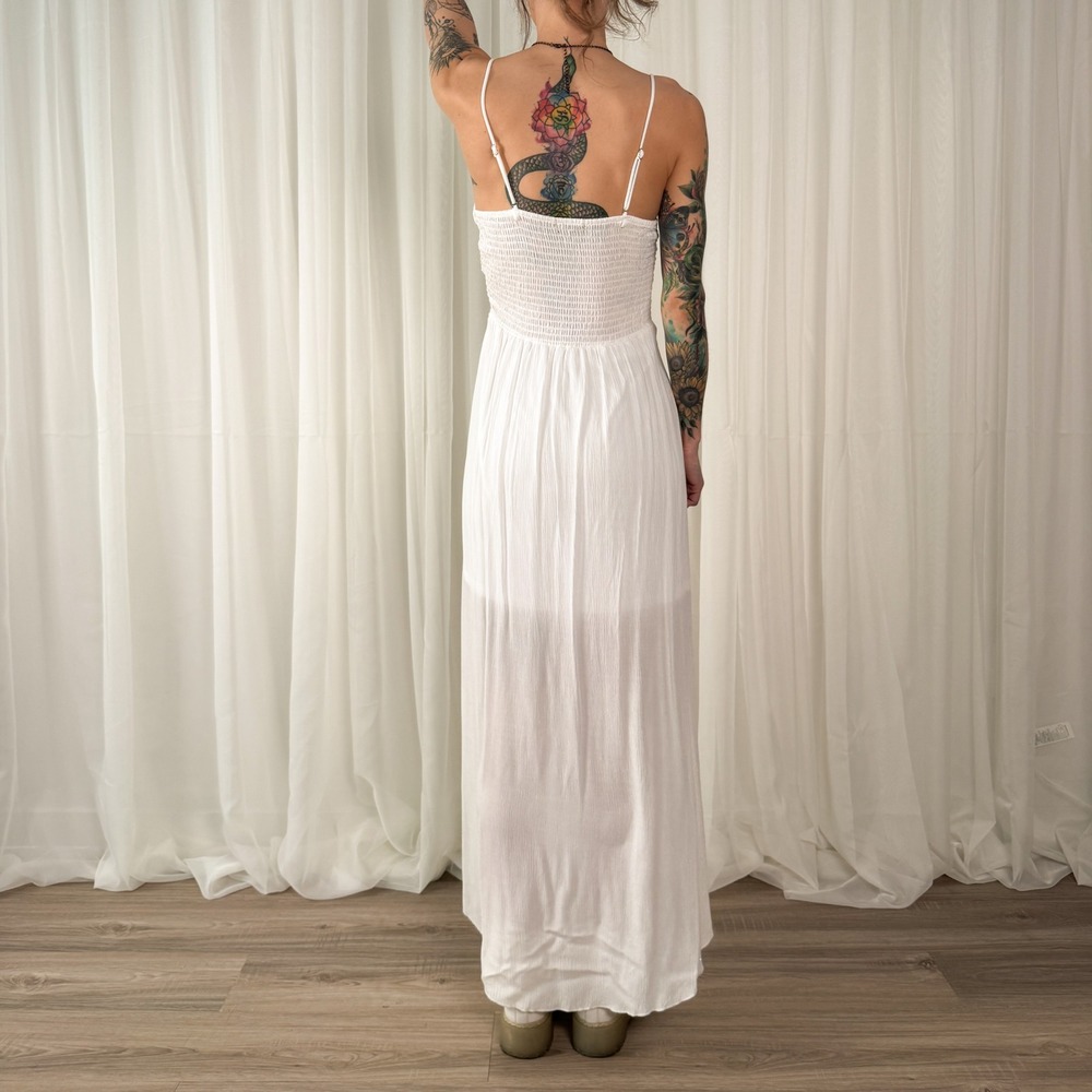 White Crochet Maxi Dress Justify NWT Boho Bridal Spring Size Medium‎ - Picture 6 of 7